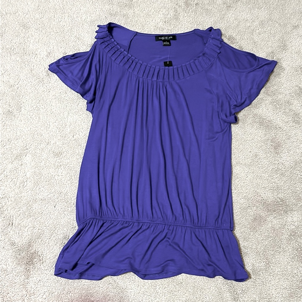 Size Large.  Purple. COLD SHOULDER TOP